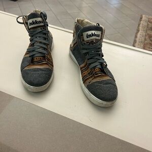 Inkkas Gray and Brown Sneakers with Unique Design